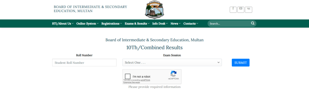 How to Check BISE Multan 10th Class Result 2026 by Roll Number