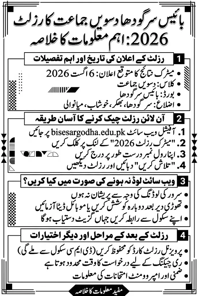 When and Where to Check BISE Sargodha 10th Class Result 2026 Complete Guide Inside